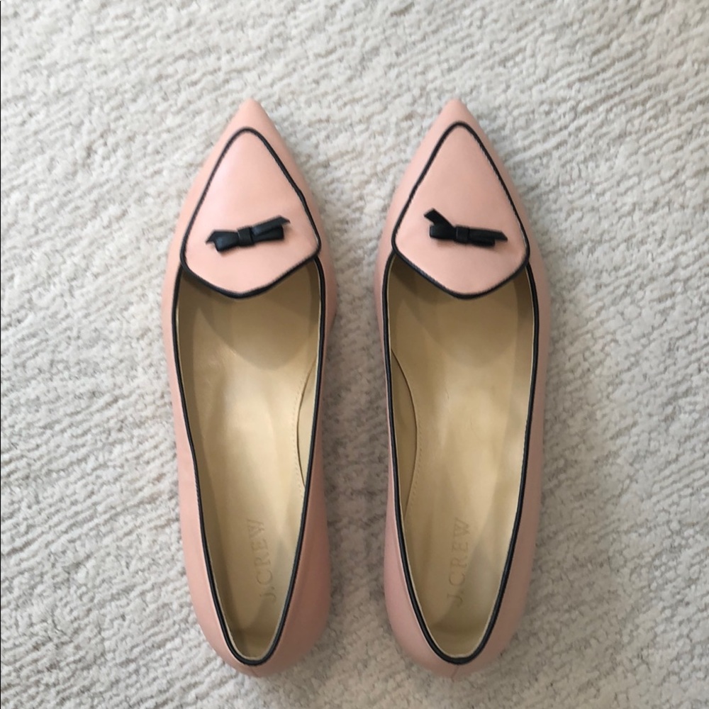 J. Crew Pink Flats with Whimsical Black Detail